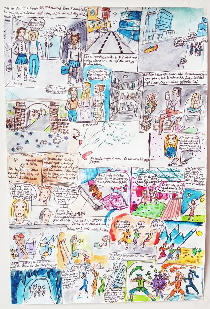 Julia und Taguhi haben den ersten Platz beim Kunstwettbewerb des Kommunalen Integrationszentrums der Stadt Wuppertal errungen